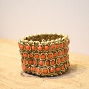 Tasha Coral/Gold Stretchy Bracelet